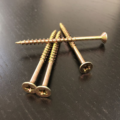 M4.0x75MM Yellow Zinc Construction Screw Countersunk Wood Screw Pozidriv Chipboard Screw